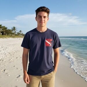 Skull Creek Boathouse T-Shirt Hilton Head SC Dive Flag Graphic Gildan M‎